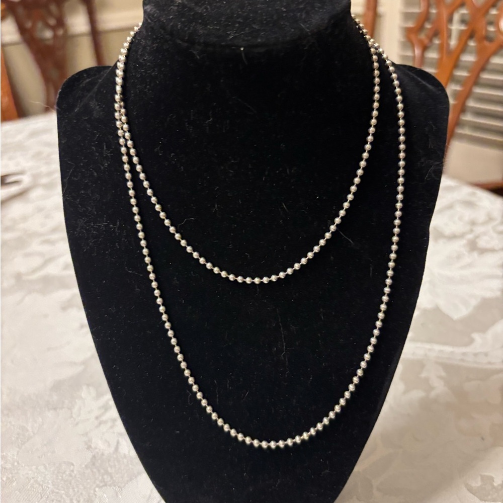 Tiffany &Co Sterling 925 ball necklace/chain. 33” long.
